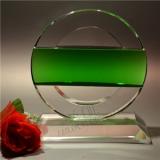 Crystal Award Middle With Green Nissan Shape
